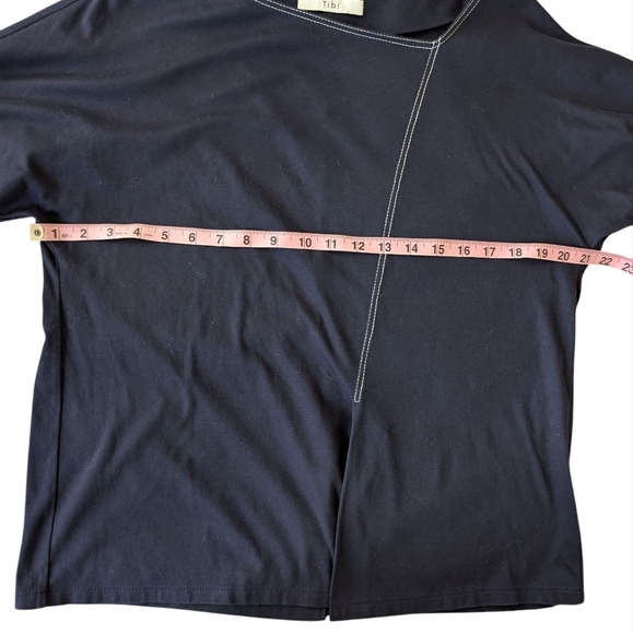 Tibi Navy Top With White Stitching sz L - Picture 8 of 9